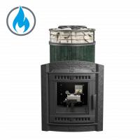 Печь чугунная "Атмосфера L" Верде Гватемала ламель+сетка с газовой горелкой ПроМеталл