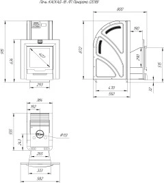 Печь для бани из нерж.сталь КАСКАД-18 ЛП Панорама + дверка 16"/обрамления (2018)  Теплодар