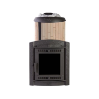 Печь чугунная "Атмосфера XL" в ламелях "Окаменевшее дерево" ПроМеталл