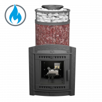 Печь чугунная "Атмосфера XL" Россо Леванто ламель+сетка с газовой горелкой ПроМеталл