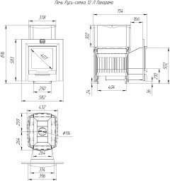 Печь для бани из нерж.сталь РУСЬ-СЕТКА-12 Л Панорама + дверка 16"/обрамления Теплодар
