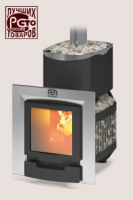 Печь для бани из нерж.сталь РУСЬ-СЕТКА-12 Л Панорама + дверка 16"/обрамления Теплодар