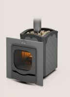 Печь для бани чугунная БЫЛИНА-12 Ч Панорама (1.2) + дверка  БЫЛИНА 16"/обрамления) Теплодар