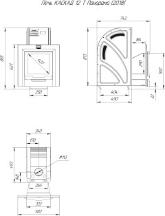 Печь для бани из нерж.сталь КАСКАД-12Т Панорама + дверка 16"/обрамления (2018)  Теплодар