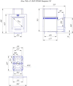 Печь для бани из нерж.сталь РУСЬ-12 ЛНЗП Профи Панорама (1.1) + дверка 16"/обрамления  Теплодар