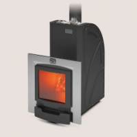 Печь для бани из нерж.сталь КАСКАД-18 ЛП Панорама + дверка 16"/обрамления (2018)  Теплодар