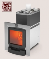 Печь для бани из нерж.сталь РУСЬ-18 ЛНЗП ПРОФИ Панорама (1.1)  + дверка 16"/обрамления)  Теплодар