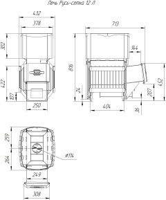 Печь для бани из нерж.сталь РУСЬ-СЕТКА-12 Л Теплодар