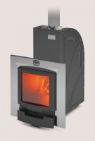 Печь для бани из нерж.сталь КАСКАД-12Т Панорама + дверка 16"/обрамления (2018)  Теплодар