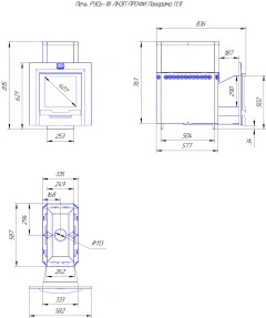 Печь для бани из нерж.сталь РУСЬ-18 ЛНЗП ПРОФИ Панорама (1.1)  + дверка 16"/обрамления)  Теплодар
