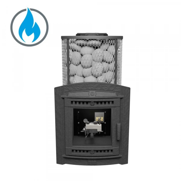 Печь чугунная "Атмосфера XL" сетка нержавейка с газовой горелкой ПроМеталл