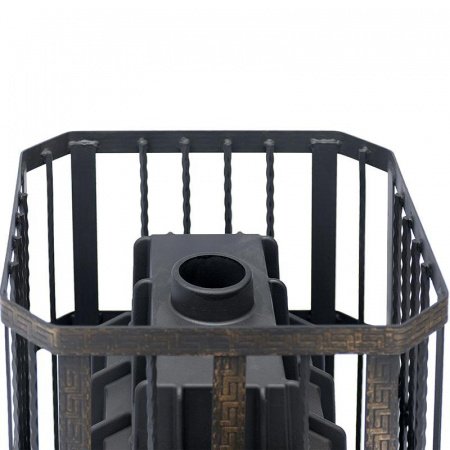 Печь для бани чугунная Сибирь 32, каминная дверца, кованная сетка