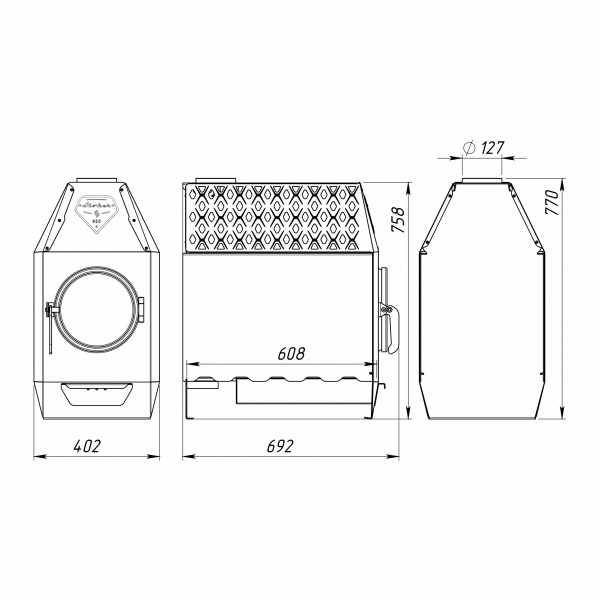 Отопительная печь Стокер Термо-300-С со стеклом, Ермак