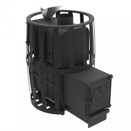 Чугунная печь для бани Воевода 20 ДТ-4, c закрытой каменкой, сетка