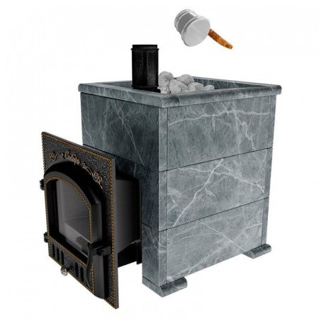 Печь для бани Сибирь 40 П, чугун + сталь, в облицовке талькомагнезит