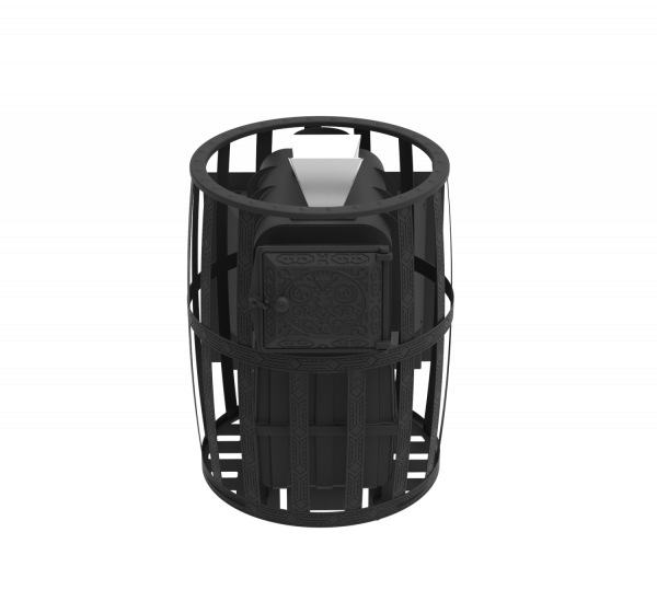 Чугунная печь для бани Воевода-Флагман 20, c закрытой каменкой, сетка