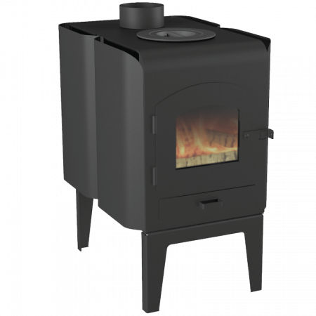Буржуйка Мета Гном-3 с плитой, со стеклянной дверцей