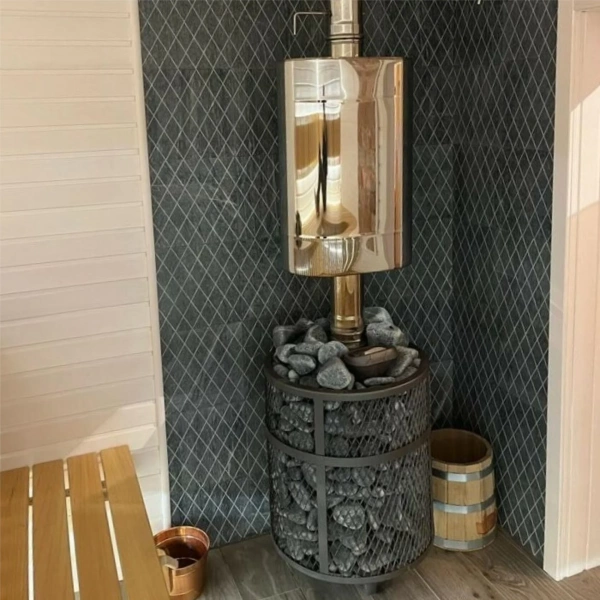 Печь чугунная банная "Атмосфера М" сетка нержавейка ПроМеталл