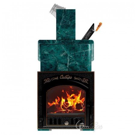 Печь для бани Сибирь 40 П ЗК, чугун + сталь, в облицовке змеевик