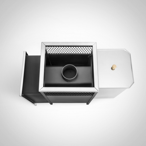 Печка для бани Радуга 14, 6 мм, под навесной бак 30 л из нержавейки, сзади