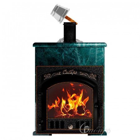 Печь для бани Сибирь 40 П, чугун + сталь, в облицовке змеевик