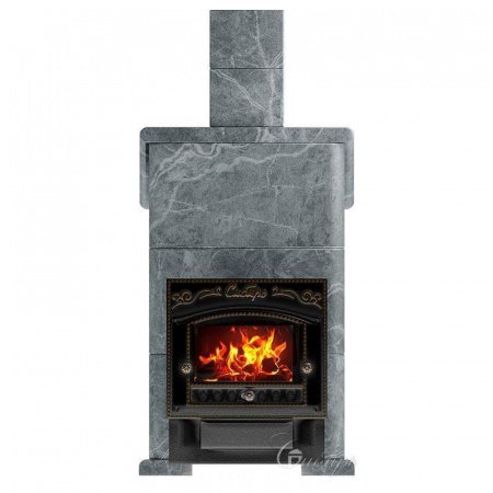 Печь для бани Сибирь 25 М ЗК, чугун + сталь, в облицовке талькомагнезит