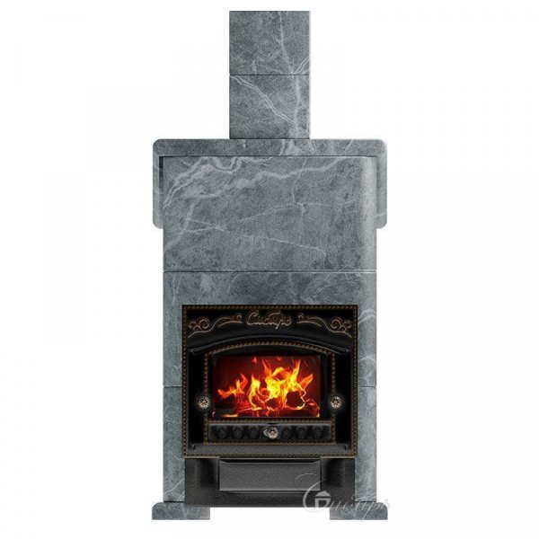 Печь для бани Сибирь 25 М ЗК, чугун + сталь, в облицовке талькомагнезит