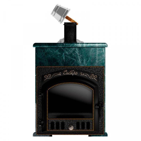 Печь для бани Сибирь 25 П, чугун + сталь, в облицовке змеевик