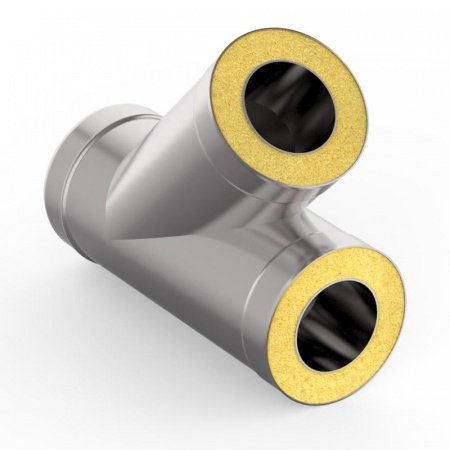 Тройник — сэндвич 45 градусов ф 120мм, 0,5мм/0,5мм, нержавейка/оцинковка