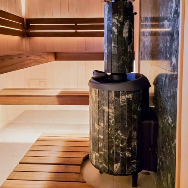 Печь банная "Атмосфера L" в ламелях "Пироксенит" ПроМеталл