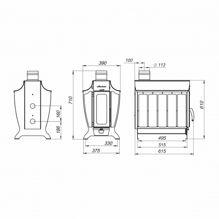 Отопительная печь Стокер 170 АКВА-G с плитой, Ермак