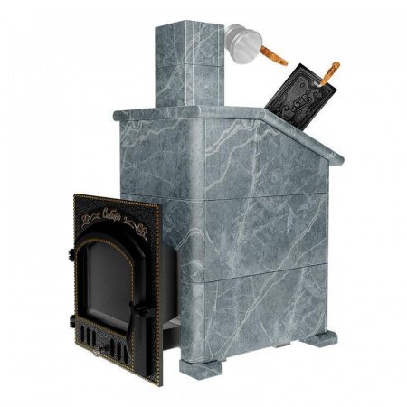 Печь для бани Сибирь 25 П ЗК, чугун + сталь, в облицовке талькомагнезит