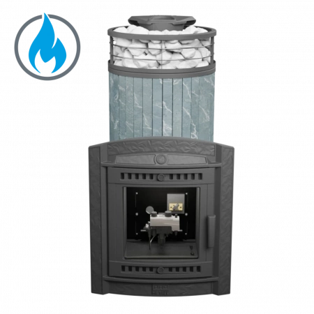 Печь чугунная "Атмосфера XL" Талькохлорит ламель+сетка с газовой горелкой ПроМеталл