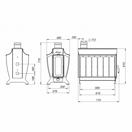Отопительная печь Стокер 200-G плитой, Ермак