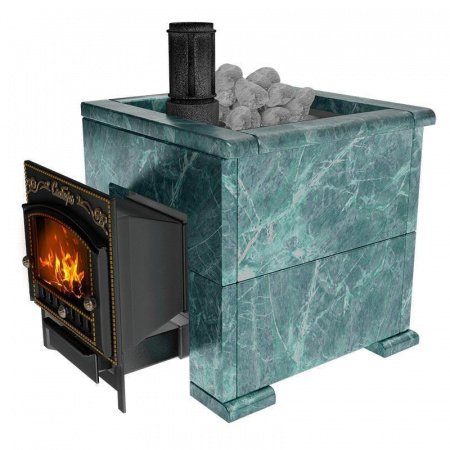 Печь для бани Сибирь 25 М, чугун + сталь, в облицовке змеевик