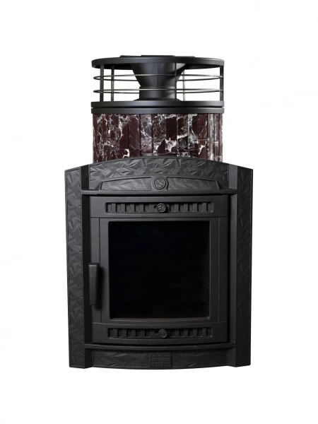 Печь чугунная "Атмосфера L" Россо Леванто ламель+сетка С ТОННЕЛЕМ ПроМеталл