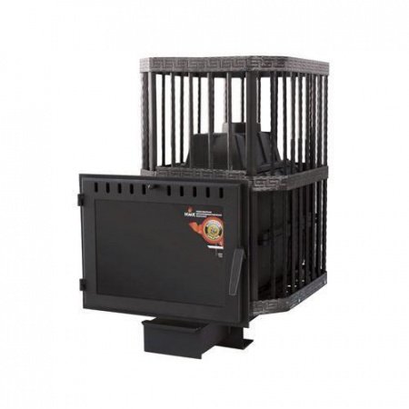 Печь для бани чугунная Сибирь 24 дверца со стеклом, сетка