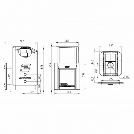 Печь банная Ермак 36 Премиум ( сталь 8,0 мм )