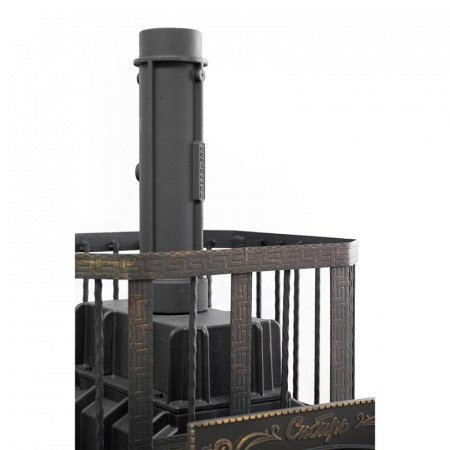 Печь для бани чугунная Сибирь 32, каминная дверца, кованная сетка