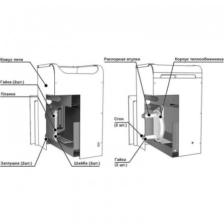 Теплообменник универсальный для печей Ермак INOX — (inox-304) 1л/2кВт