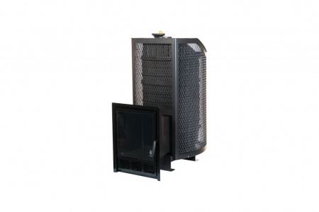 Печь банная чугунная АМУР-26 PRO со стеклом, с закрытой каменкой (Сибирь)