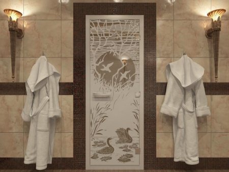 Дверь в Хамамм «Лебединое озеро» бронза матовая 1900х700