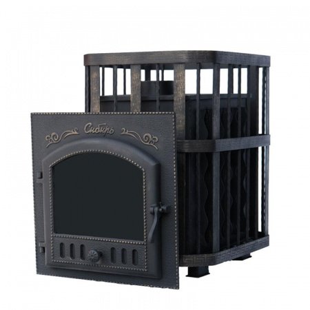 Печь для бани Сибирь 25 П, чугун + сталь, сетка