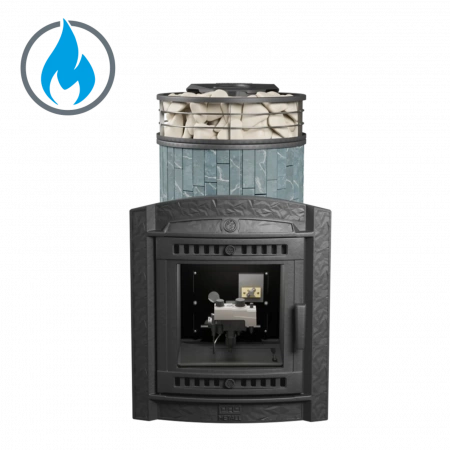 Печь чугунная "Атмосфера L" Талькохлорит ламель+сетка с газовой горелкой ПроМеталл
