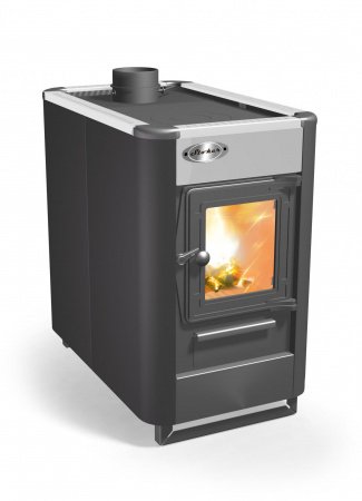 Отопительная печь Ермак Садовыйс плитой, со стеклянной дверцей