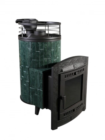 Печь чугунная "Атмосфера L" Верде Гватемала ламель+сетка c ТОННЕЛЕМ ПроМеталл