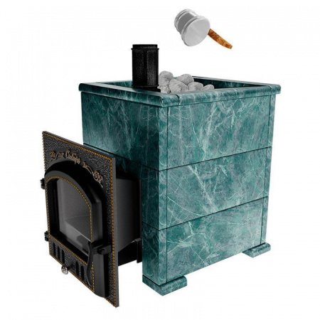 Печь для бани Сибирь 40 П, чугун + сталь, в облицовке змеевик