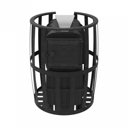 Чугунная печь для бани Воевода 20 ДТ-4, c закрытой каменкой, сетка