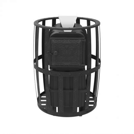 Чугунная печь-камин для бани Воевода 20, Д-2 дверца со стеклом, c закрытой каменкой