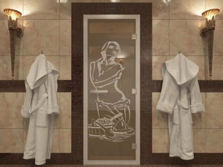 Дверь в Хамамм «Искушение» бронза прозрачная 1900х700